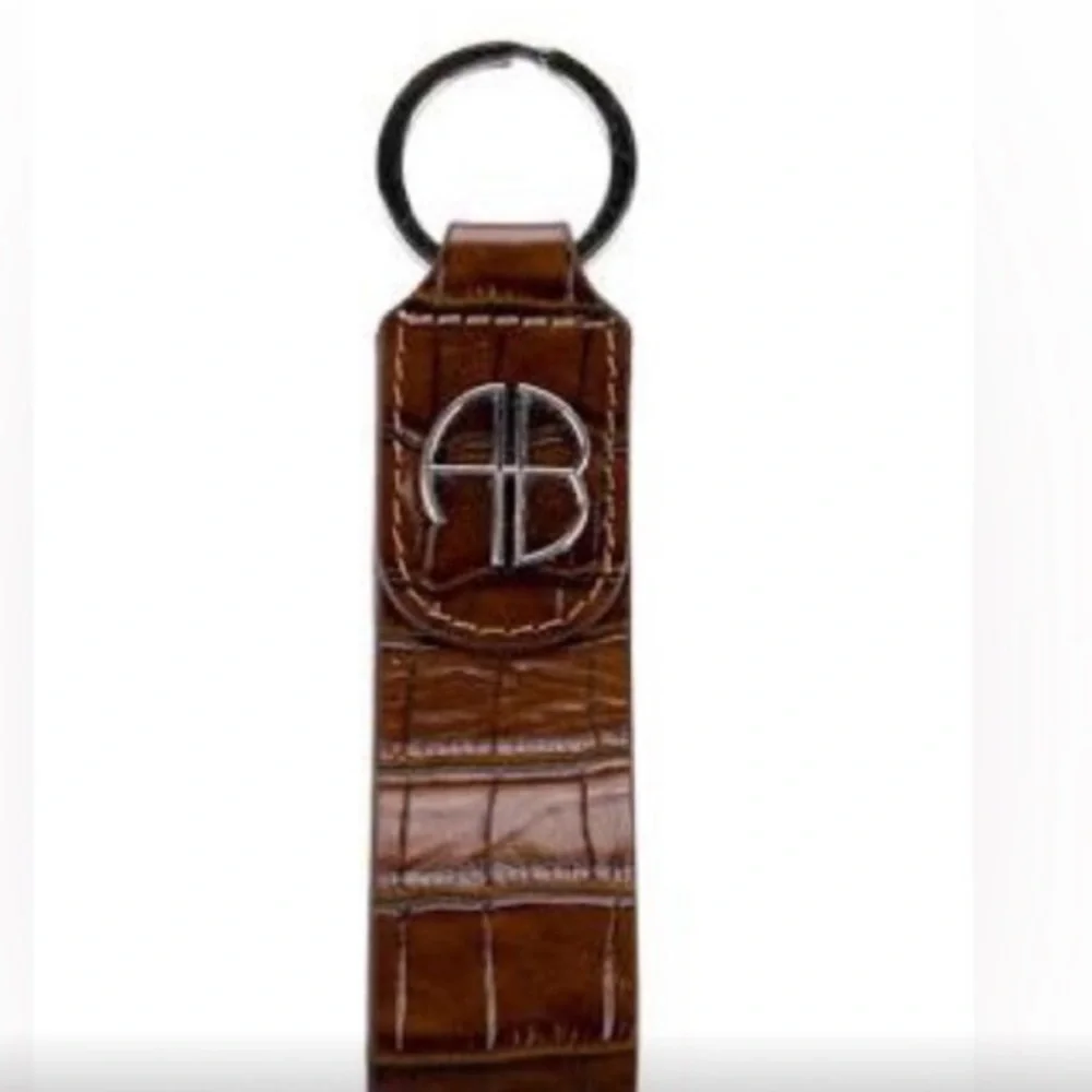 Anine Bing NWT Brown Croc-Embossed Key ring new in original box